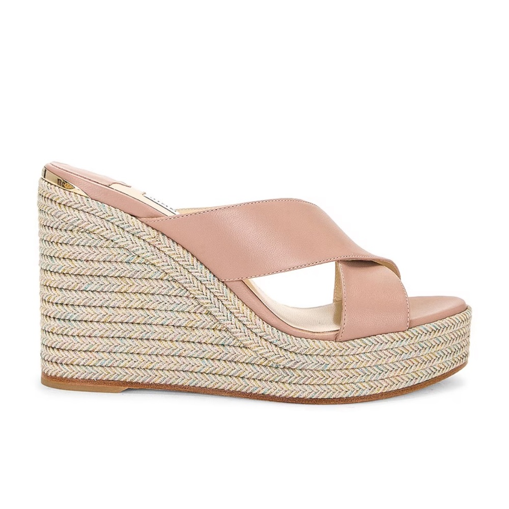 Jimmy Choo Pink Wedge Sandals with Espadrille Heel
